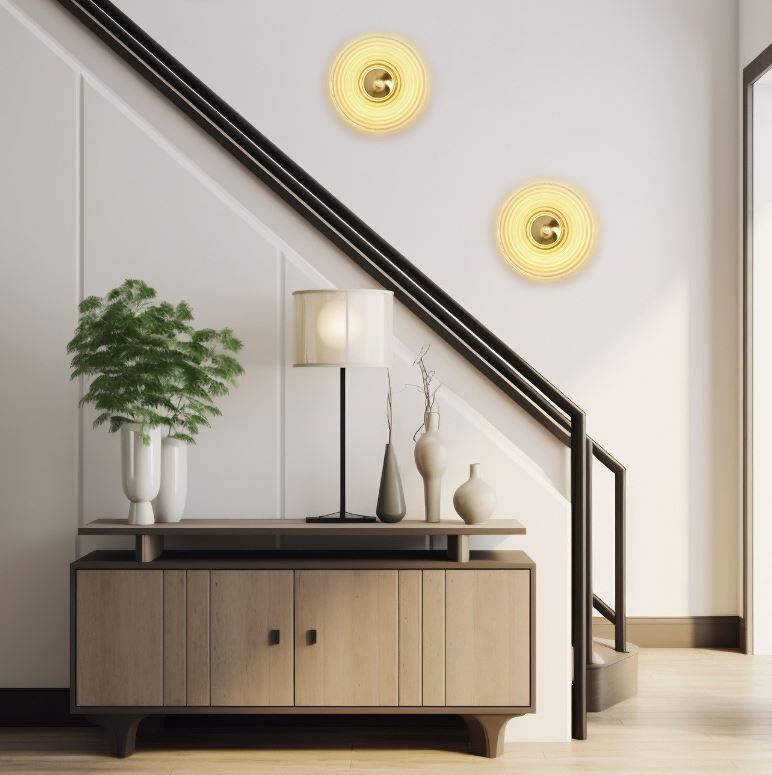 szklana lampa ścienna ryflowana onda